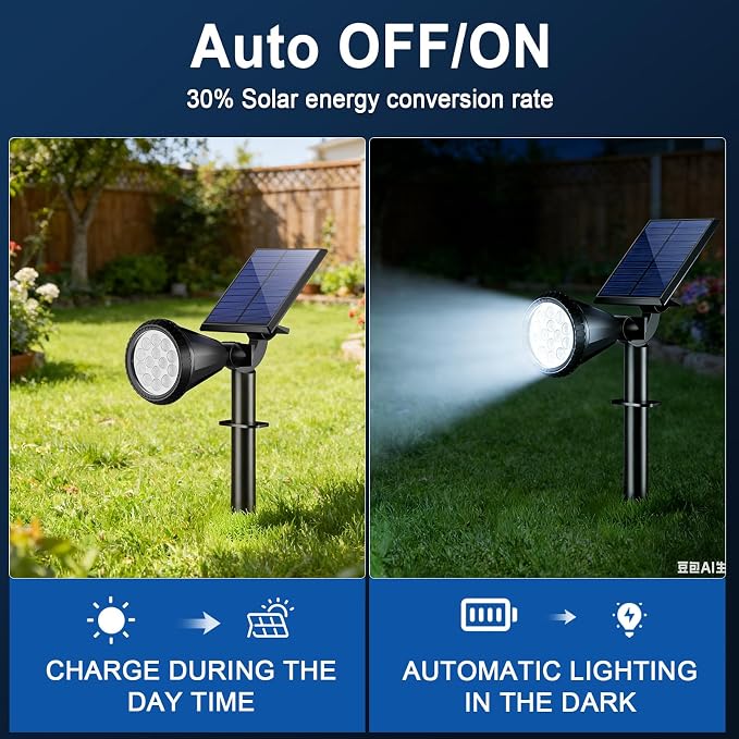 Solar Spot Lights Outdoor Waterproof IP65, Flag Landscape Spotlights | 6 Pack 4 Lighting Modes Solar Powered Spotlights Auto On/Off,Solar Garden Yard Pathway Wall Uplights for Outside,Cool White