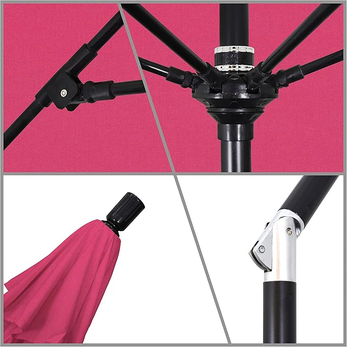 California Umbrella 9' Round Crank Lift, Collar Tilt, Aluminum Pole, Fiberglass Rib Patio Umbrella,