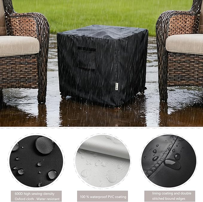 Patio Wicker Side Table Cover,22W x 22D x 18H inch,Waterproof Square Patio Small Side Table Cover,Suitable for 3-Piece Outdoor Wicker Patio Bistro Set Side Table