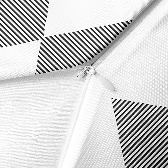 Throw Pillow Covers, White Stripes, Set of 2, 18 x 18 Inch | Black Waterproof Modern Pillowcase Square Cushion Case Farmhouse Garden Decorative Pillows for Couch Beach Patio