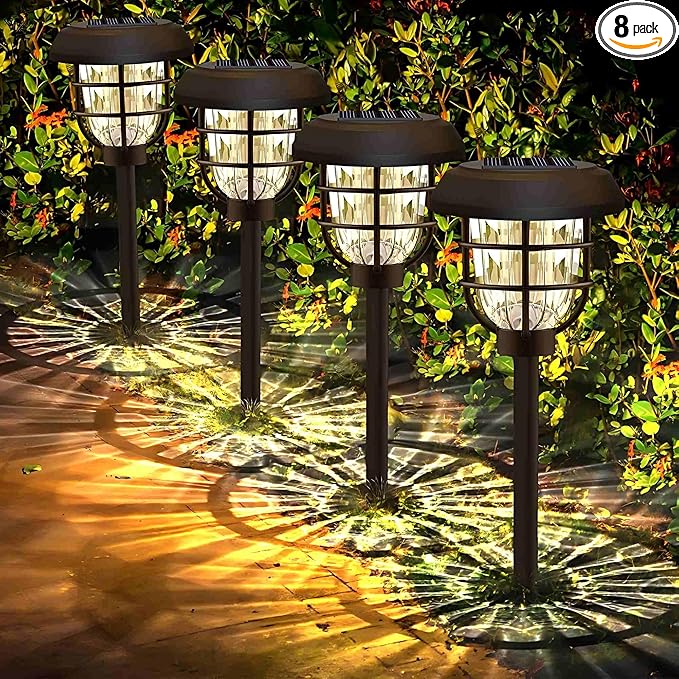 pearlstar Large Solar Pathway Lights Outdoor Waterproof 8 Pack Super Bright Solar Landscape Path Lights for Garden Lawn Walkway Driveway
