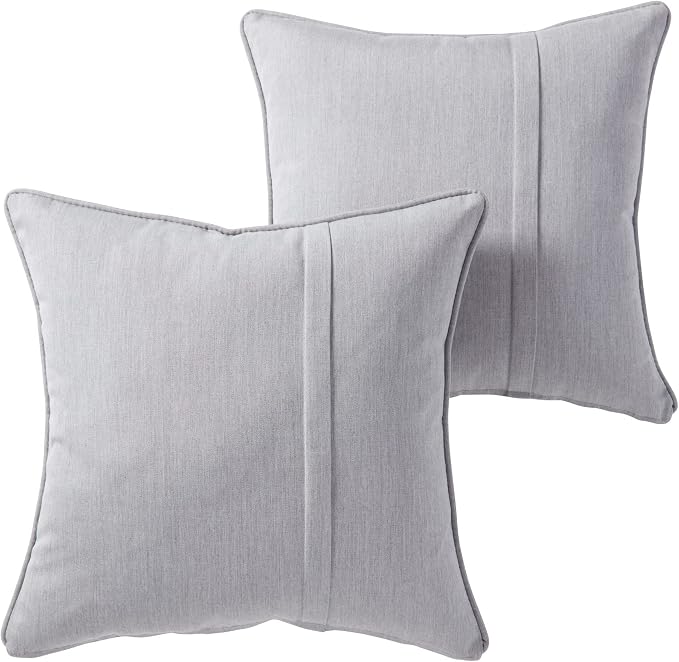 Greendale Home Fashions Sunbrella 20'' Square Outdoor Throw Pillow with Removable Cover (Set of 2), Canvas Granite
