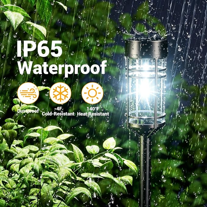 Amzarp 8 Pack Solar Garden Lights, Bright LED Solar Pathway Lights Outdoor IP65 Waterproof Rugged Shatterproof Auto On/Off for Landscape Garden Yard Walkway Driveway Lawn Lighting (6500K Cool White)