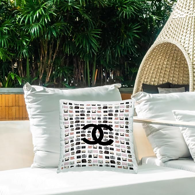 Stupell Industries | Chic Fashion Brand Symbol Purses, 18 x 18 | Outdoor Pillow, Made in USA - By Amelia Noyes