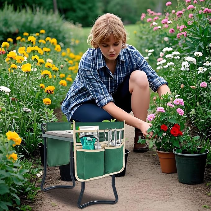 YBB 2 Pack Garden Pouches for Kneeler, Portable Tool Storage Bags Oxford Multiple Storage Pockets Organizer for Outdoor Gardening Kneeling Stool