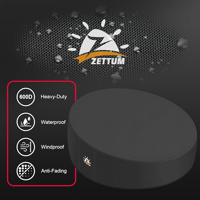 Zettum Outdoor Daybed Cover 92 Inch - 600D Patio Round Sofa Cover Waterproof & Heavy Duty, All Weather Protection Outdoor Furniture Covers for Canopy Daybed Sofa, 92" Dia x 35"/18" H