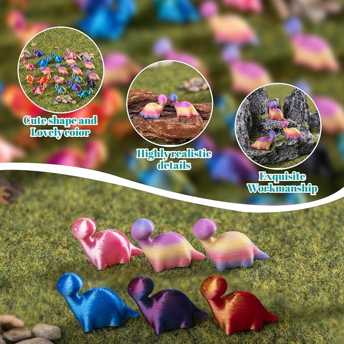 100pcs Mini 3D Printed Animals Tiny Animals Plastics Figures Miniature Little Small Dragon Figurines Bulk for Micro Fairy Garden Landscape Accessories Hide Crafts Decor Aquarium