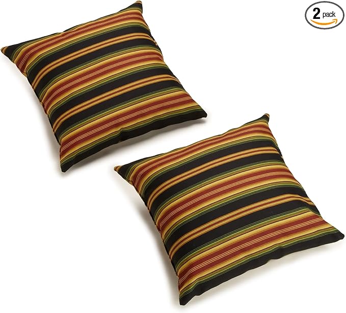 Blazing Needles All-Weather UV-Resistant Outdoor Knife Edge Pillows Set, Set of 2, 20", Lyndhurst Raven