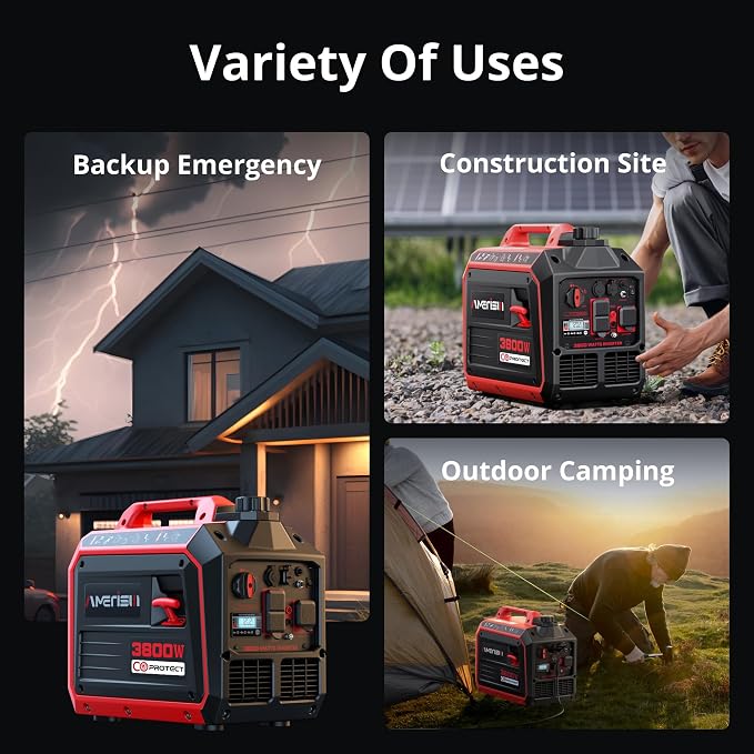 AMERISUN 3800-Watt Portable Inverter Generator, Quiet Technology, RV Ready 30A Outlet, Camping, Home use