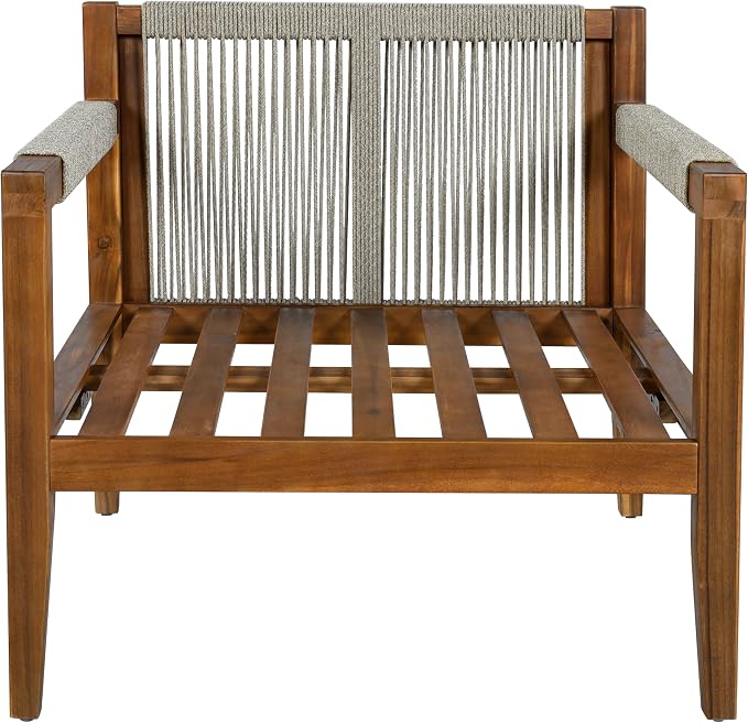 3 Pieces Outdoor Sectional Sofa Set,Rope Woven Patio Conversation Set with Solid Acacia Wood Frame,Water-Resistant Removable Cushions for Backyard,Deck and Poolside (Beige#40)