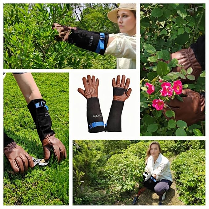 Cow Leather Gardening Gloves, Adjustable&Thorn Proof,Cactus Handling,Rose Pruning,Gardening Gifts For Women/Men