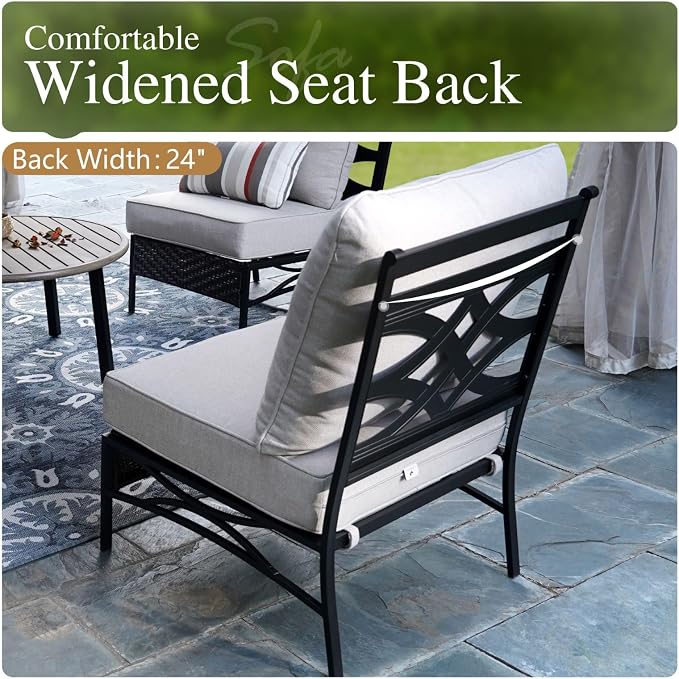 Sophia & William Half-Moon Patio Furniture Set, Curved Outdoor Sofa for 8 with Coffee Table, Wicker Sectional Sofa Outdoor Conversation Sets,Beige