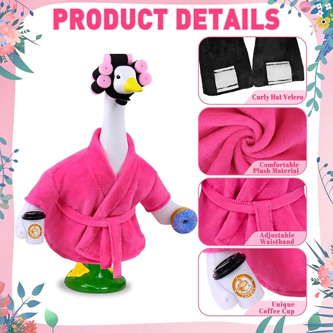 Lady Porch Goose Outfit Bathrobe Goose Outfit for 17/23" Outdoor Statue | Funny Porch Goose Outfits, Bathrobe Lawn Goose Outfit, Spring Summer Goose Outfit for 17/23" Lawn Geese for Garden Decoration