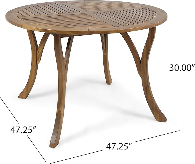 Christopher Knight Home Payne Outdoor 4-Seater Round Acacia Wood Dining Set, Teak Finish