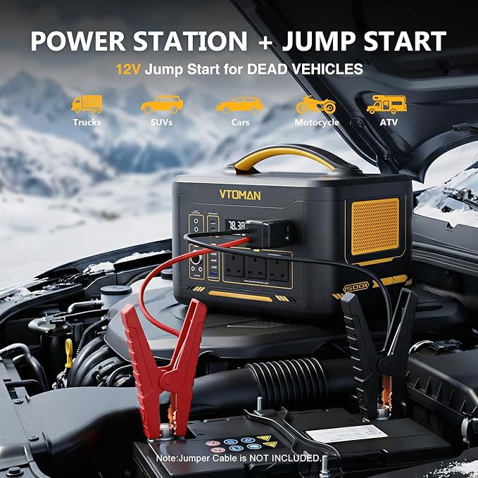 VTOMAN Jump 1500X Solar Generator with 110W Solar Panel, 828Wh Portable Power Station with 3 1500W (Peak 3000W) AC Outlets, 100W USB-C Output Fast Charge for Outdoor Camping, Home Backup, RV Travel