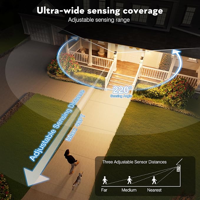 VIANIS Oil Rubbed Bronze Dusk to Dawn Motion Sensor Porch Light, Anti-Rust Aluminum Frame, Tempered Glass, 100% Weather Resistant, Easy Installation, Fits Standard E26 Bulbs