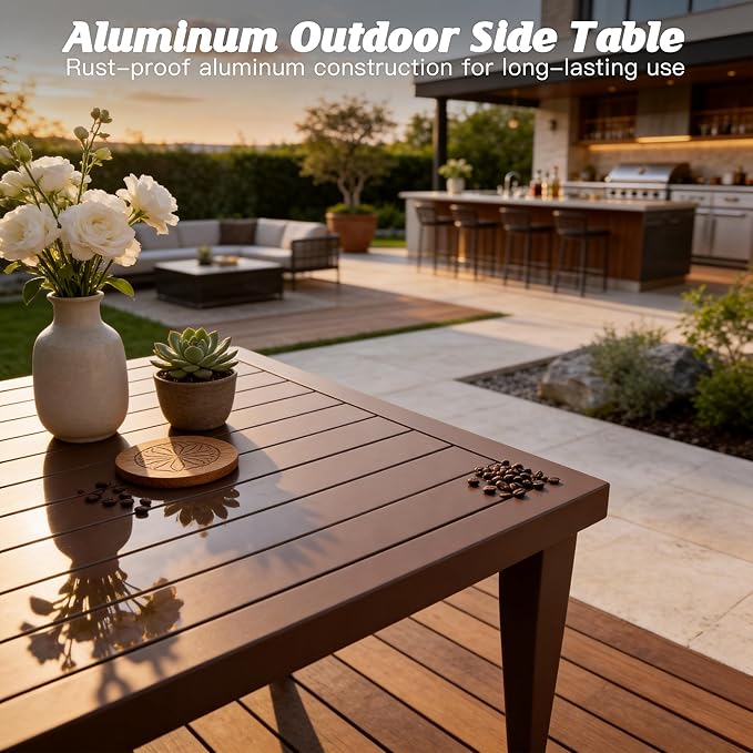 Outdoor Aluminum Patio Furniture Set with with 6.5" Thick Cushions,6-Piece Outdoor Sectional Conversation Set with Coffee Tables,All-Weather Patio Set for Backyard & Deck，Brown