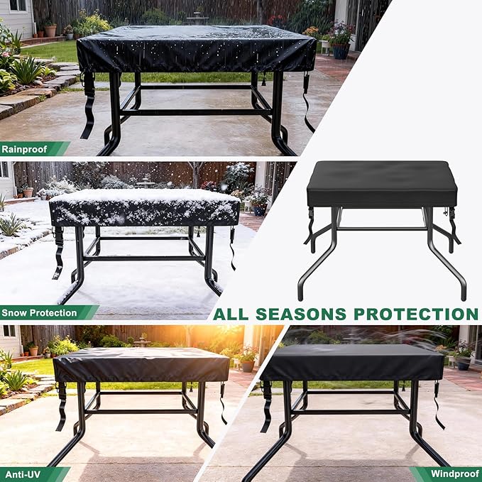 M METERXITY Square Patio Table Cover, 32"L x 32"W x 4"H Rectangular Table Cover for Outdoor Furniture, All-Weather/Waterproof/UV-Resistant, Patio Furniture Protector [Black]