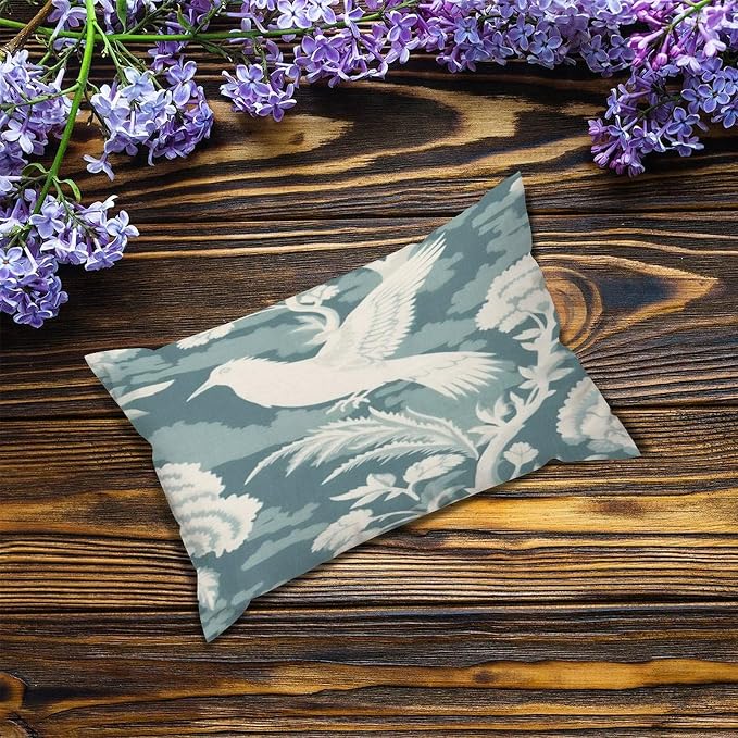 Zipped Pillow Cases for Home Decor Blue Turquoise and White Birds Plant Throw Pillow Cover Set of 2 Farmhouse Cushion Cover Cases for Living Room Club Home Decor 12x18in