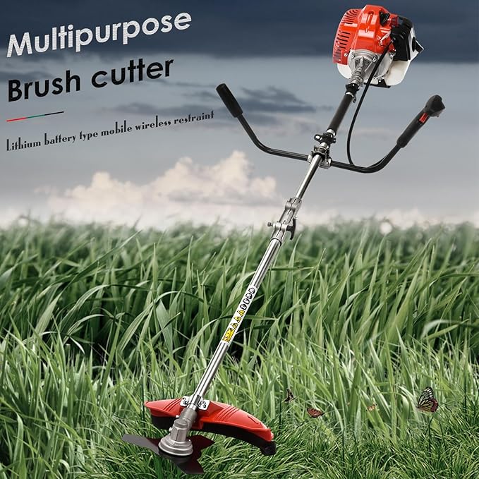 YOXIER 52CC Gas Weed Wacker, 2-Cycle 2 in 1 Gas Weed Eater, Upgraded 2.2KW/8500rpm Weed Wacker Gas Powered, Strong Power Brush Cutter, Gas String Trimmer for Daily Trimming Red