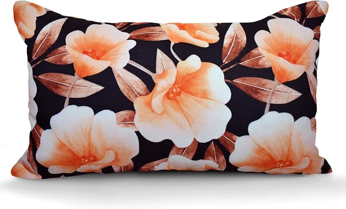 COZY TRENDS Decorative Indoor Outdoor Waterproof Throw Pillows with Inserts - Stylish Comfort for Your Patio Furniture, Garden Chairs, or Indoor Décor (12''X20'', Black)