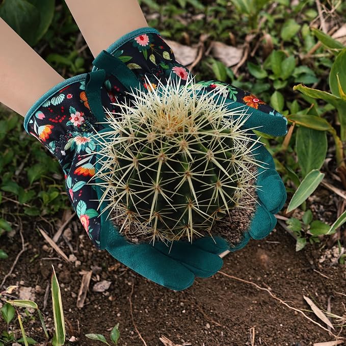 Trifabricy Gardening Gloves for Women, Breathable Leather Garden Gloves with Grip, Thorn-Proof Puncture-Resistant Work Gloves
