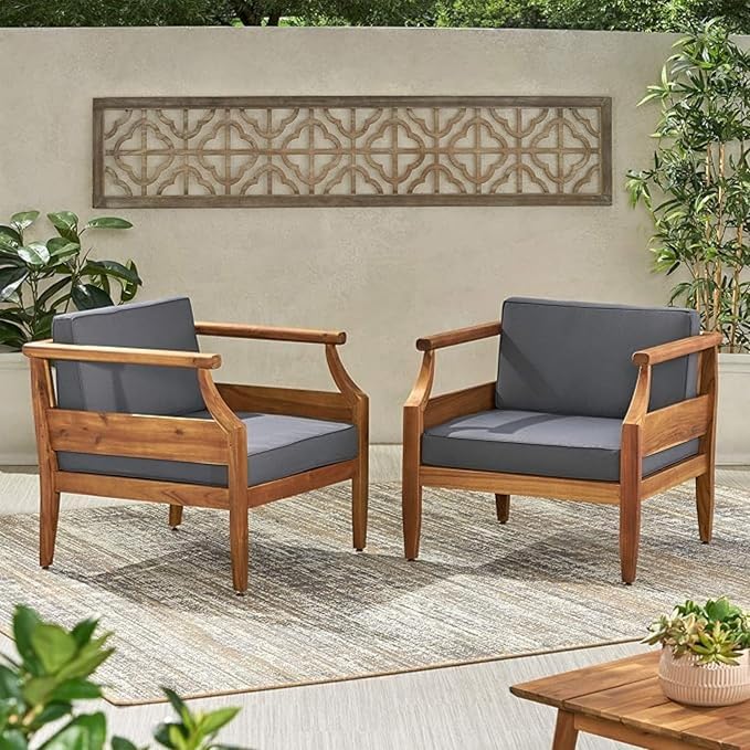 Patio Furniture Set-Single Chair, Outdoor Sectional Furniture with Armrests and Thick Washable Cushions, All-Weather Patio Conversation Set for Backyard, Garden and Poolside, Gray(Series E)