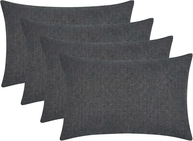 RSH DECOR: Designer Select Sunbrella Jumbo Lumbar Throw Pillows Set of 4 | 26" x 16" | Indoor Outdoor – Patio, Lounge, Adirondack | Water & Fade-Resistant | Made in USA (Sancy Denim)