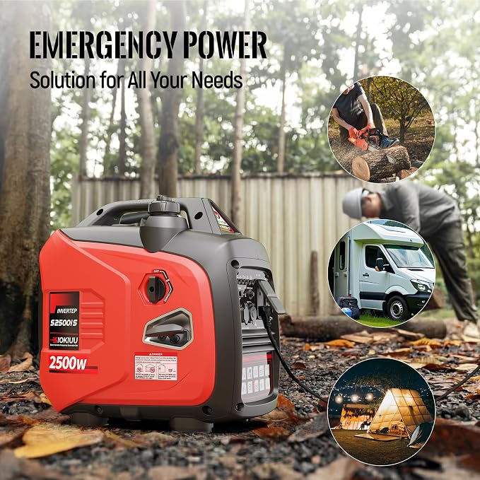 2500W Portable Generator Super Quiet Inverter Generator Ultra Lightweight for Home Backup Outdoor Camping, CO Sensor Protect, EPA, ECO Mode