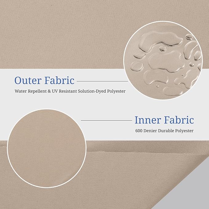 Covers & All Square Outdoor Cushion Covers for Patio Furniture Sets, Water, Tear & UV Resistant Polyester Cushion Slipcover with Zippers (Pack of 2) (28" W x 28" D x 4" Thick, Beige)
