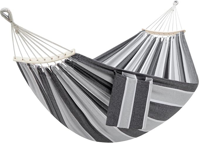 GAFETE Double Hammock for Outside with Tree Straps, Replacement for Stand（Dark & Light Gray, Medium）