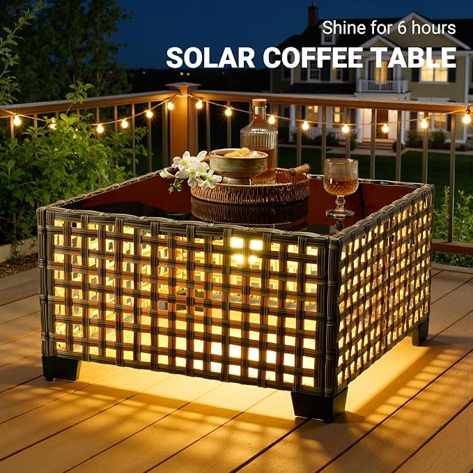 9 Pcs Patio Outdoor Furniture Set - All Weather Wicker Outdoor Sectional Sofa Couch with Swivel Fire Pit Table and Rocking Chairs e,Patio Rattan Conversation Set for Garden Deck Yard,Dark Grey