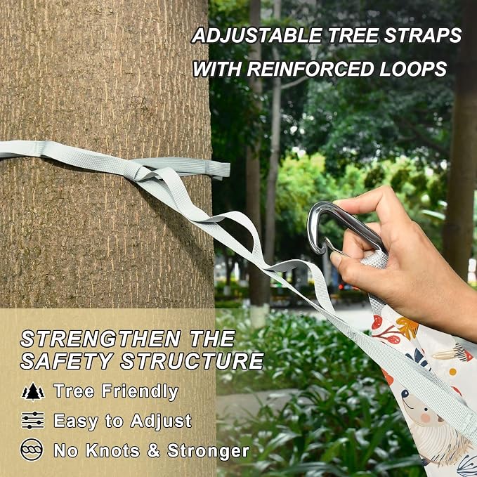 Camping Hammock Outdoor Hammocks for Outside Hedgehogs Mushroom Beach Trees Portable Lightweight with Pockets Tree Straps Indoor