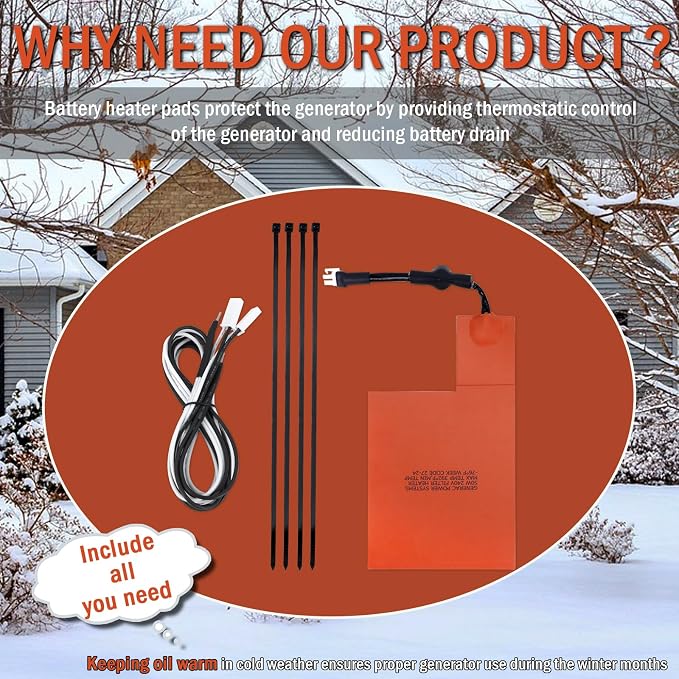 Kefly 7101 Battery Heater Pad, Outdoor Battery Heating Pad Fit For 9kW-22kW Air Cooled Standby Generator Compatible With Generac generator