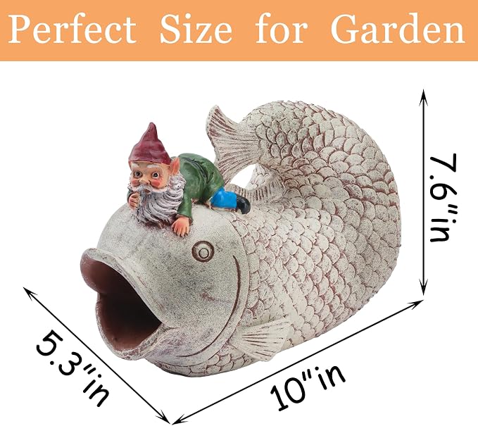 Teaeeno Fish Gutter Downspout Extension Decor,3''x4'' Downspout Extender Diverter Splash Block Sculpture Outdoor Decor,Animal Resin Statue Ornaments,for Garden,Lawn,Yard,Rain Downspout Diverter