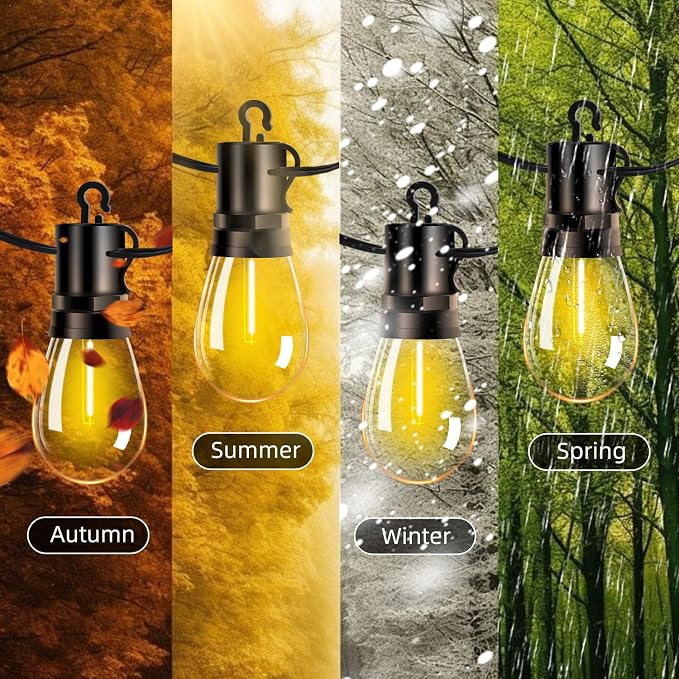 Outdoor Patio String Lights 200ft: S14 LED Shatterproof Bulbs 3 Modes Button Control - Waterproof Connectable Hanging Lights - Garden Backyard Yard Gazebo Porch Party Decorative
