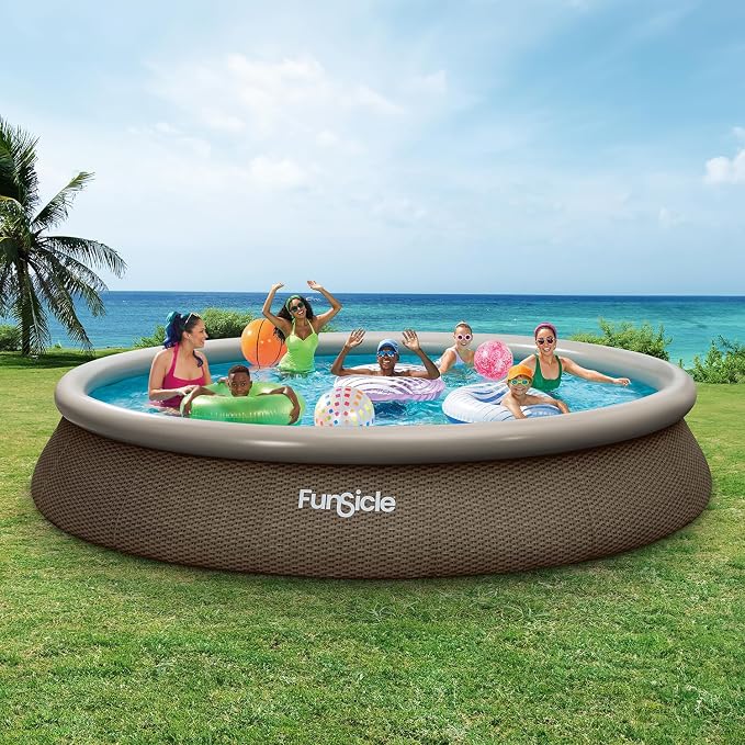 Funsicle 15' x 33" Quickset Designer Above Ground Pool & Pump, Triple Basketweave, Age 6 & up