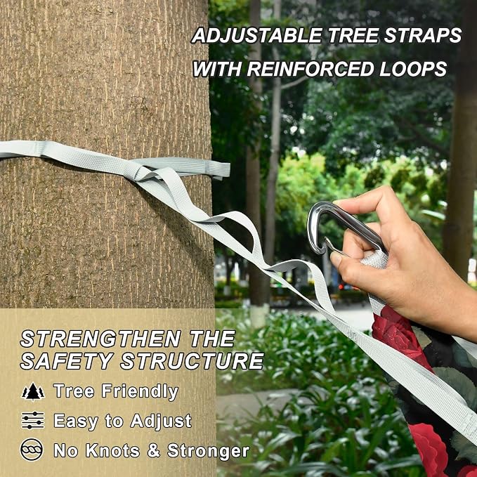 Camping Hammock Outdoor Hammocks for Outside Red Rose Leaves Beach Trees Portable Lightweight with Pockets Tree Straps Indoor