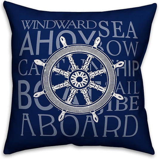 Sea Sentiments Indoor/Outdoor Pillow | Decorative Pillows for Living Room Couch Bed Sofa Patio, Fluffy Soft Cushion | Water Resistant Blue, 18x18