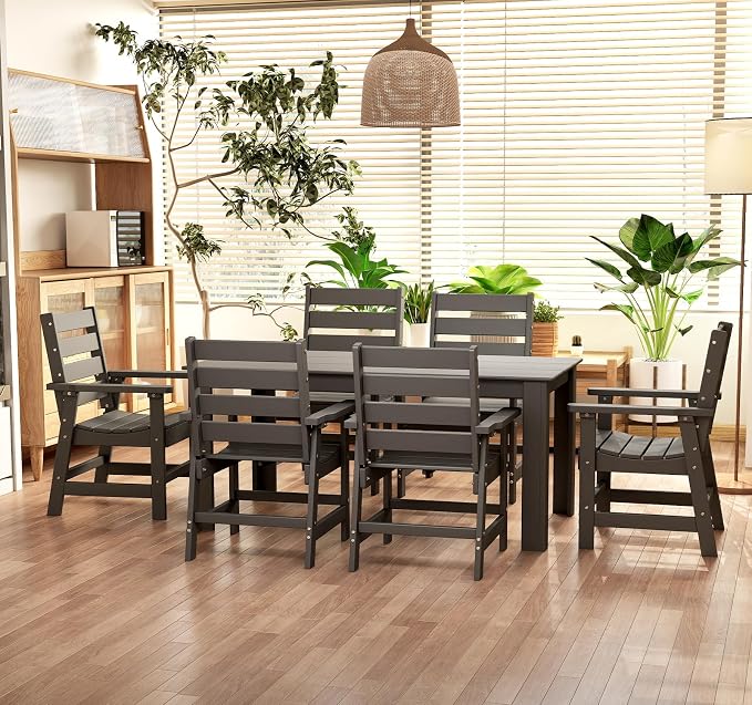 BRIOPAWS Outdoor-Dining-Chairs | Set of 2 | HDPE | Grey | Patio Chair with Arms | Modern | All Weather | Oversized & Comfortable | for Deck Backyard Poolside Porch