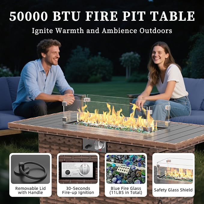 UDPATIO Patio Furniture Set, 5 Pieces Outdoor Wicker Furniture Set with Swivel Rocking Chairs Storage Table and Waterproof Covers for Backyard, Deck, Porch, Navy