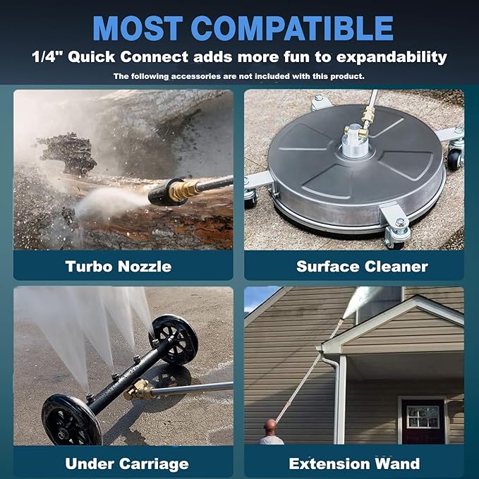 Electric Pressure Washer 5000PSI Max 4.0GPM with 33FT Flexible Extension Hose, 4 Nozzles, Foam Cannon, Power Washer Powered for Cars, Patios, Driveways, Blue