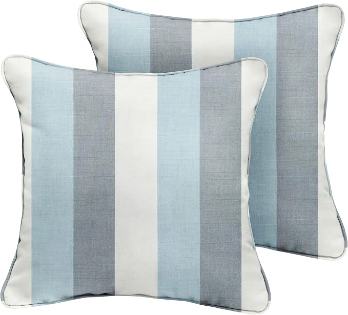 Sorra Home x Sunbrella Direction Dew Outdoor/Indoor Corded Pillow Set of 2 24 in H x 24 in W x 6 in D