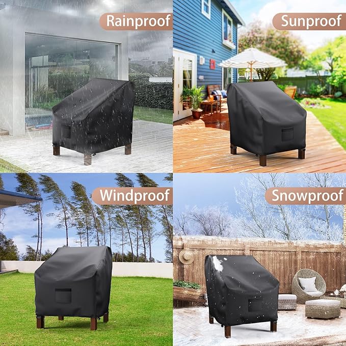 Patio Chair Covers Waterproof, Mrrihand Lounge Deep Seat Cover, Heavy Duty Outdoor Lawn Patio Furniture Covers (33" W x 34" D x 31" H - 2 Pack)