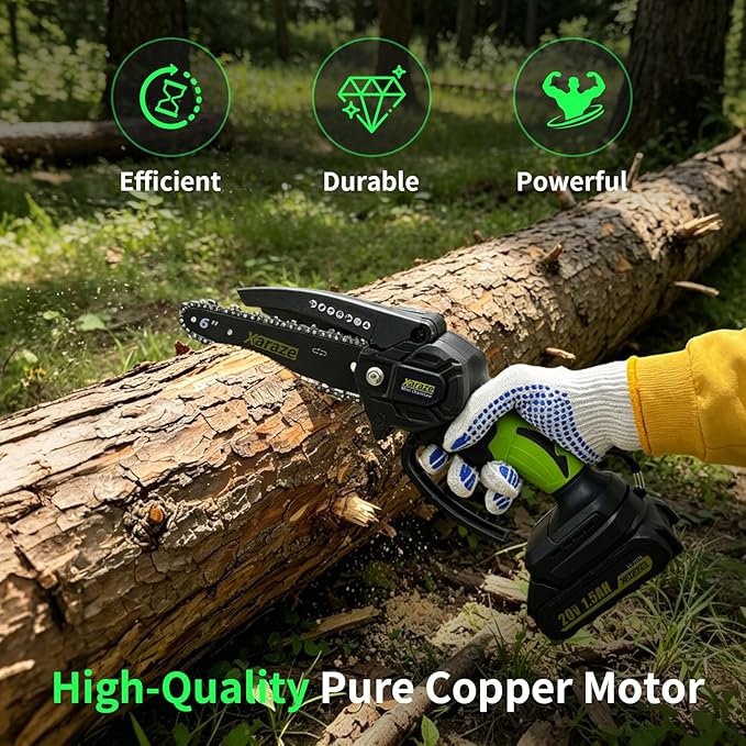 Mini Chainsaw Cordless, 6 Inch Hand Held Portable Electric Chainsaws [2026 Upgraded] Small Chain Saw Battery Powered for Garden and Tree Trimmer, Ideal Gardening Gift for Women and Man