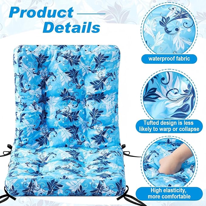 Hoteam 4 Set Outdoor Patio Chair Cushions 20 x 42 in Deep Seat Waterproof Patio Cushions Set for Furniture Replacement Removable Seat and Back (Paisley)