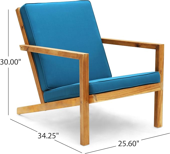 Christopher Knight Home Nick Outdoor 3 Piece Acacia Wood Chat Set, Brown Patina and Dark Teal