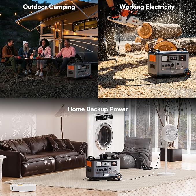 OSCAL Portable Power Station 3600Wh PowerMax 3600 SE, 3600W (Surge 7200W) Output, 2.4H Fast Charge, LiFePO4 Power Station, Solar Generator for Home Use, Power Outage, Camping, RV, Emergencies