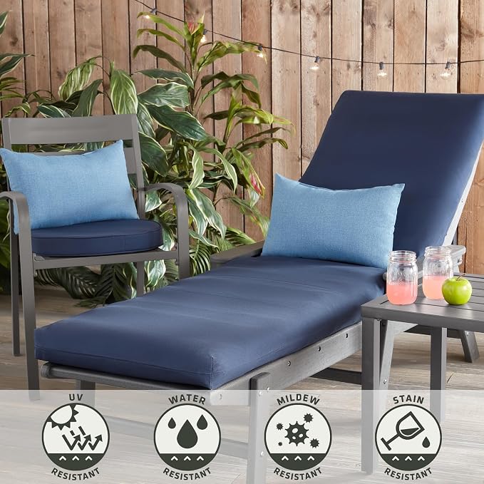 Greendale Home Fashions 2-Pack Outdoor 19x12 inch Rectangle Decorative Throw Pillow, Blue Heather