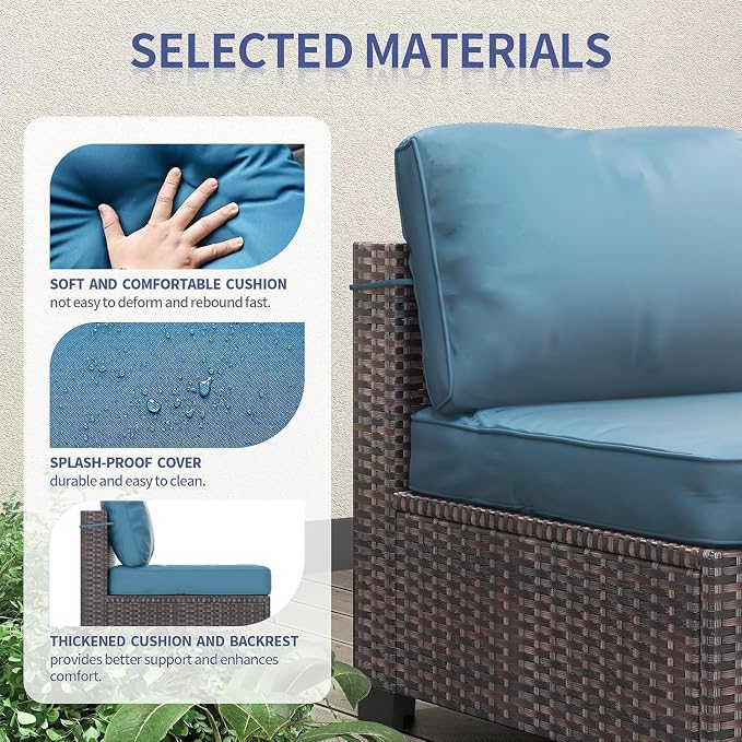 Garvee Patio Furniture Set, 7-Piece Outdoor Couches for Patio, Wicker Sectional Sofa with Coffee Table & Cushions